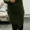Cream, Beige, Navy, And Khaki Soft Knit Knitted Pattern Jumper Tunic Dress