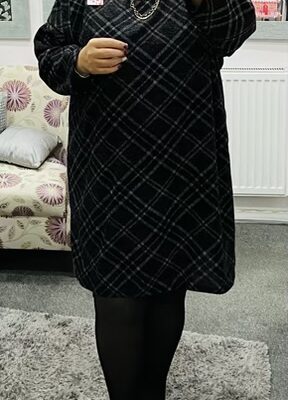 Black, Khaki, Dark Grey, And Light Grey Check Tunic Dress