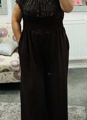 Brown Sequin Jumpsuit With 2 Pockets