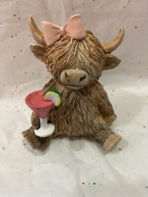 Happy Hour Highland Cocktail Cow Figurine