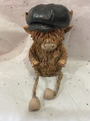 Highland Cow With Black Flat Cap Ornament