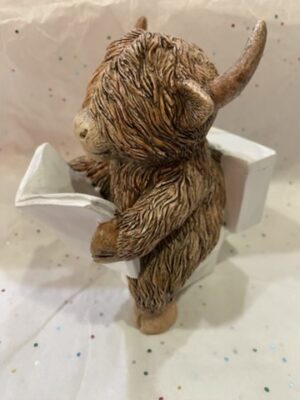 Highland Cow Reading Figure Ornament