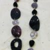 Purple/Black Sparkle Geometric Beaded Long Colourful Necklace