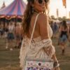 Lilac Tassel, Floral Crochet Bag With Shell Detail