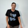 Plus Size Black Or White Denim Heart Graphic Oversized T-Shirt