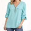 Plain Jewelled Zip Top In Mint Or Pink