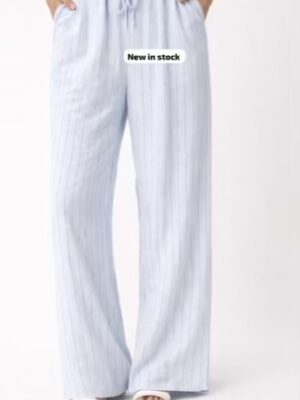 Pinstripe Lightweight Elasticated Waist Trousers Various Colours