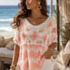 Pink, Navy, Or Khaki Soft Knit Knitted Cotton Mix Top
