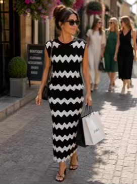 Zig Zag Fine Knit Top And Long Skirt Co- Ord Various Colours