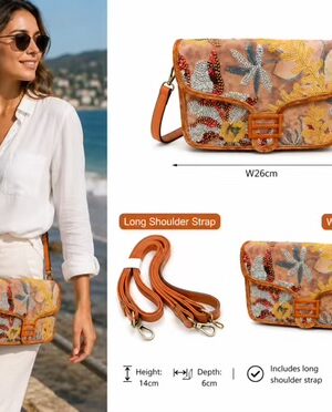 `Sequin Floral Shoulder Bag With Magnetic Buckle Front Fastening Detail Various Colours And Design