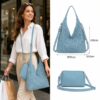 blue Or Beige Laser Cut Hobo 2 in 1 Bag