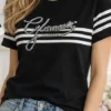 Black "Glamorous" Rope Stripe Cotton T-Shirt