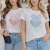 Blue Or Pink "FOLLOW YOUR HEART" Diamante Embellished T-Shirt