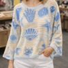 Blue, Brown, Or Pink Cotton Shell With Dolphin Print Top