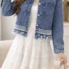 Embroidery Anglaise Detail Denim Jacket