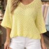 Lemon, White, Or Pale Pink Crochet Cotton Mix Top
