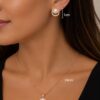 Rose Gold Double Halo With Faux Pearl Centre Piece Pendant Necklace And Earring Set