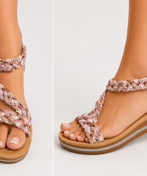 Pink Floral Diamante Embellished With Silver Sparkle Detail Sandal