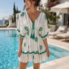 Green Floral Sequin Detail Dress