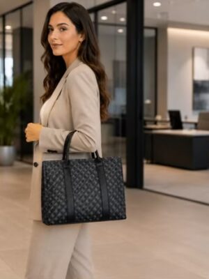 Black Or Beige Monogram Tote Bag