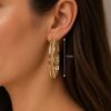 Gold 3 Strand Large Hoop Earrings
