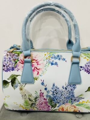 Blue Or Pink Floral Handbag With Shoulder Strap