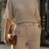 Beige, Blue, Or Orange Glittery Knitted Top