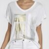 White Or Blue Embroidery Anglaise Back, Foil Print With Diamante Detail Cotton Top
