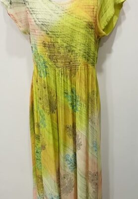 Citrus Floral Print Tie Dye Long Dress