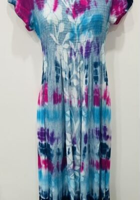 Cerise Pink/Navy Floral Print Long Dress