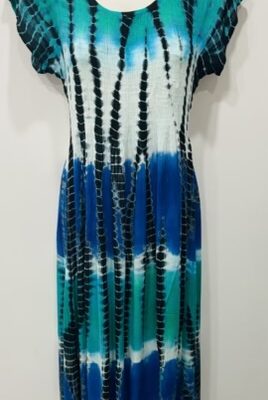 Green/Navy/Black Tie Die Long Dress