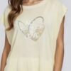Lemon Or Blue "ALL YOU NEED IS LOVE" Sequin Heart Sleeveless Fine Knit Top