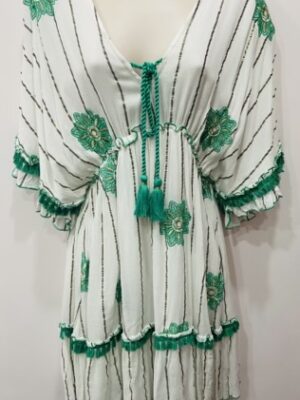 Green Floral Sequin Detail Dress