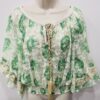Blue/Multi Pink/Multi Or Green Lace Top With 3/4 Frill Sleeve