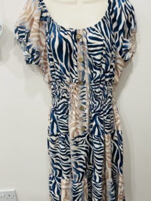 Navy/Brown Zebra Print Plus Size  Dress