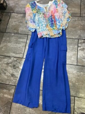 Royal Blue Or Pale Pink Cargo Trousers