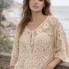 Silver Sequin Sparkle Detail Crochet Cotton Cardigan In Off White, Black, And Beige