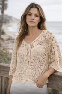 Silver Sequin Sparkle Detail Crochet Cotton Cardigan In Off White, Black, And Beige