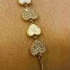 Gold Or Silver Diamante Sparkle Hearts Bracelet