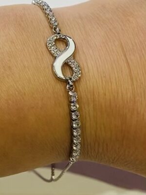 Silver/White Infinity Diamante Bracelet