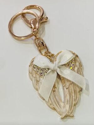 Gold Diamante Angel wings Key Ring/Bag Charm With Bow Detail
