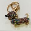 Multi Coloured Gold Dachshund Key Ring/Bag Charm