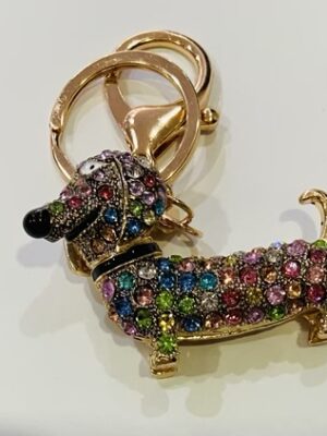Multi Coloured Gold Dachshund Key Ring/Bag Charm