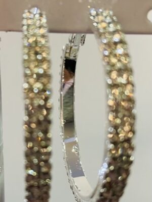 Silver Large Diamante Hoop Earrings