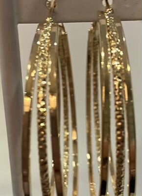 Gold 3 Strand Large Hoop Earrings