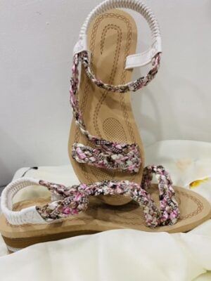 Pink Floral Diamante Embellished With Silver Sparkle Detail Sandal