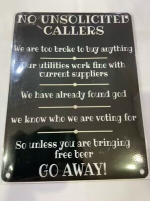 No Unsolicited Callers Metal Sign, 20cm
