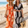 Large Floral Print With Gold Foil Detail Maxi Dress Various In Colours