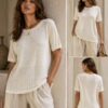 Cream Or Pink Diamante Embellished Short Sleeve Plain Back Top
