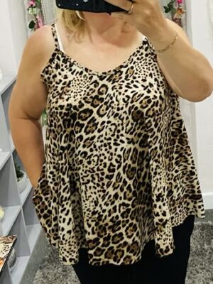Brown Leopard Print Swing Cami Vest Top